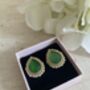 Green Gold Pearl Stud Earrings, thumbnail 2 of 5