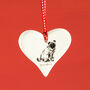 Pug Dog Hanging Love Heart, thumbnail 1 of 2