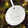 In Loving Memory Dove Ceramic Disc Hanging Decoration Bauble + Gift Box, thumbnail 5 of 6