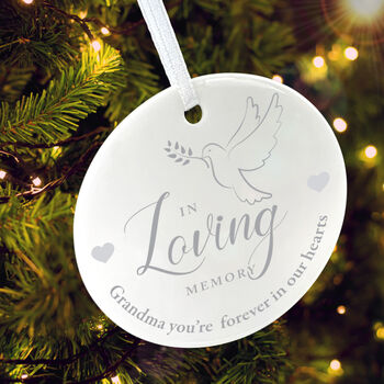 In Loving Memory Dove Ceramic Disc Hanging Decoration Bauble + Gift Box, 5 of 6