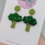Small Broccoli Green Glitter Resin Earrings, thumbnail 4 of 5