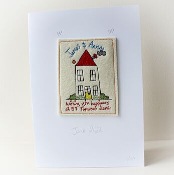 New Home Card, Embroidered, Personalised, 7 of 12