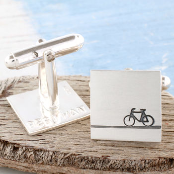 Personalised Bike Cufflinks. Gift For Cyclist, 5 of 7