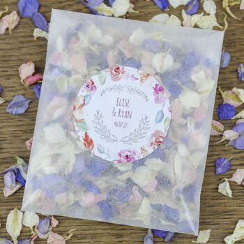 10 Personalised Cottage Garden Wedding Confetti Sachets, 3 of 7