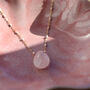Rose Quartz Dainty Necklace With Gold Plated Chain, thumbnail 5 of 8