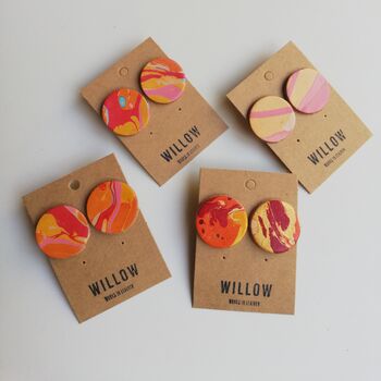 Medium Leather Marbled Earrings, 12 of 12