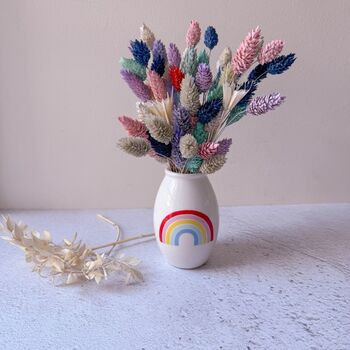 Rainbow Bud Vase With Dried Phalaris, 3 of 3