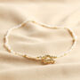 Round Clasp And Pearls Necklace In Gold, thumbnail 2 of 5