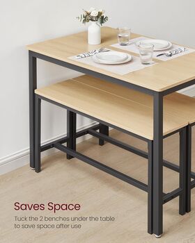 Three Piece Dining Table Set With Benches For Kitchen, 5 of 9