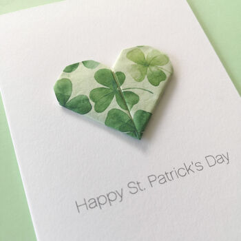 St Patrick's Day Origami Shamrock Heart Card, 3 of 4