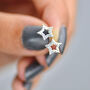 Sterling Silver Cz Open Star Stud Earrings, thumbnail 5 of 7