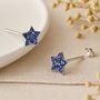 Sterling Silver Sapphire Crystal Star Stud Earrings, thumbnail 1 of 9
