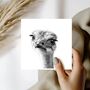 Hand Drawn Ostrich Illustration Greeting Card, thumbnail 1 of 6