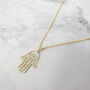 Hamsa Hand Protective Charm Gold Plated Necklace, thumbnail 1 of 4