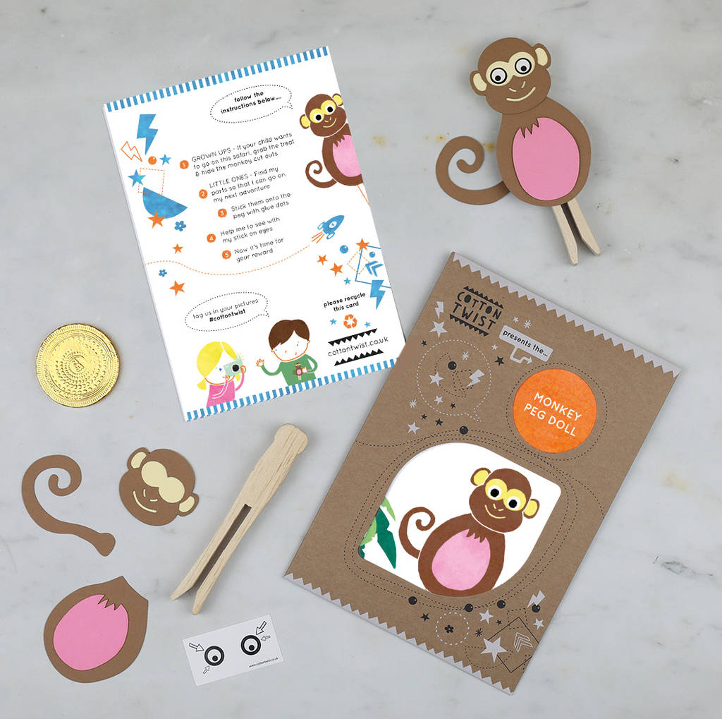 Image of Make Your Own Monkey Peg Doll Kit