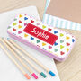 Personalised Girl's Patterned Pink Pencil Case Tin, thumbnail 1 of 11