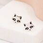 Cute Racoon Stud Earrings In Sterling Silver, thumbnail 4 of 11