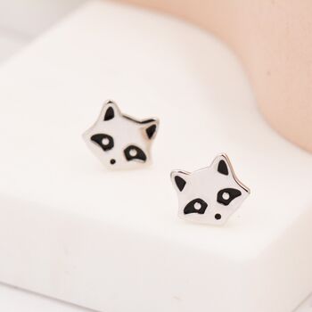 Cute Racoon Stud Earrings In Sterling Silver, 4 of 11