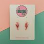 Pink Glitter Lightning Bolt Earrings Small And Large, thumbnail 3 of 3
