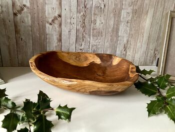 35cm Teak Root Bowl Handcrafted Natural Wood Fruit Bowl, 4 of 7