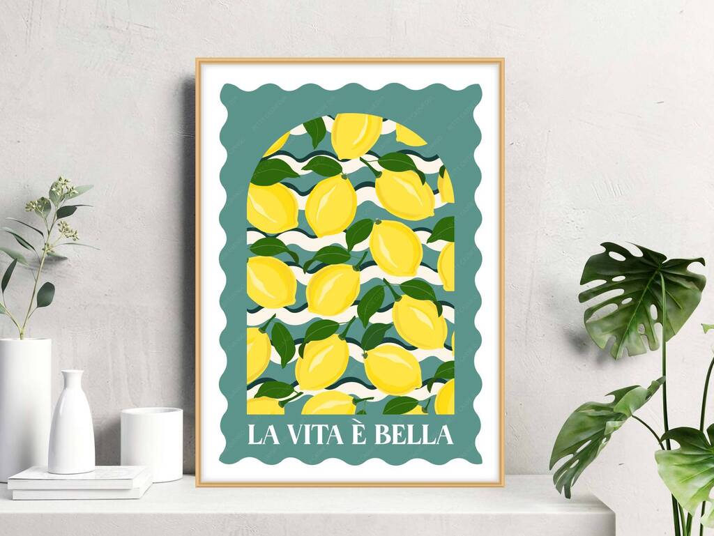 La Vita E Bella Travel Inspired Lemons Poster, 1 of 4