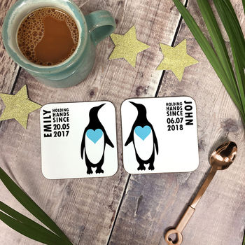 Personalised Penguin Couple Coaster Set, 2 of 7