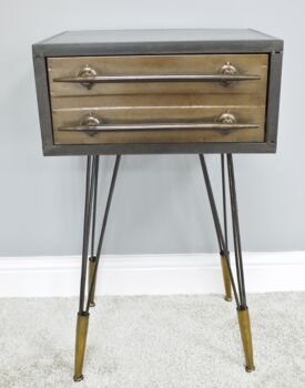 Industrial Two Drawer Metal Bedside Table, 2 of 2