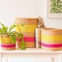 Fluoro Yellow And Pink Stripe Storage Baskets, thumbnail 1 of 8