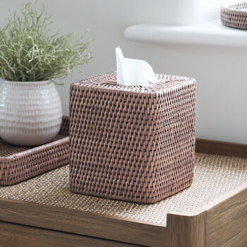 Marbury Taupe Square Rattan Tissue Box, 3 of 4