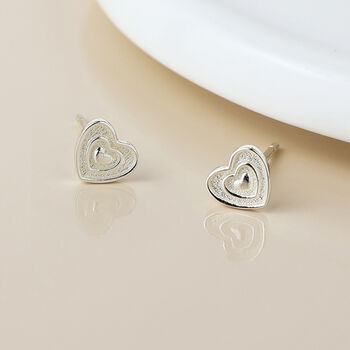 Sterling Silver Tiny Textured Heart Stud Earrings – 5mm, 5 of 7