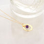 Halo Birthstone Necklace Amethyst February, thumbnail 7 of 7