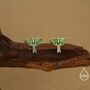Lunar Moth Enamel Screw Back Earrings In Sterling Silver, thumbnail 4 of 12
