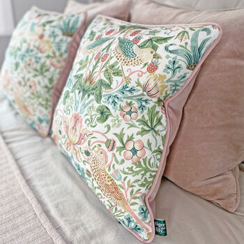 Pink Strawberry Thief William Morris 18' Cushion Cover, 3 of 7