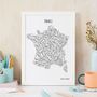 Hand Drawn France Map Art Print, thumbnail 2 of 2