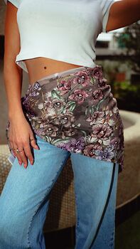 Limited Edition Orchid Floral 100% Silk Satin Scarf, 4 of 9