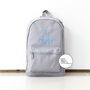 Grey Personalised Name Initials Unisex Kids Backpack, thumbnail 3 of 9