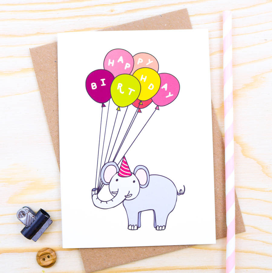 elephant balloon birthday card by delightful note | notonthehighstreet.com