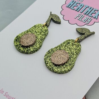 Avocado Glitter Resin Earrings, 3 of 4