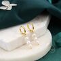 Sterling Silver Genuine Freshwater Pearl Trio Huggie Hoop Earrings, thumbnail 5 of 10