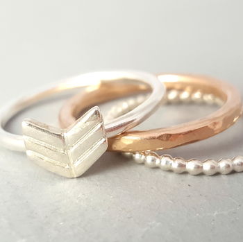 Silver And Rose Arrow Ring Stack, 4 of 5