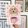 Personalised Dog Portrait Print With Gingham Hearts, thumbnail 3 of 11