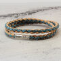 Personalised Cork Bracelet Natural/Blue Double Wrapped, thumbnail 2 of 7
