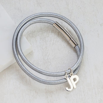 Personalised Sterling Silver And Leather Wrap Bracelet, 7 of 8
