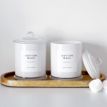 Luxury White Glass Bathroom Jar With Airtight Lid, 3 of 11