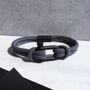 Personalised Men's Shackle And Grey Rope Bracelet, thumbnail 1 of 6