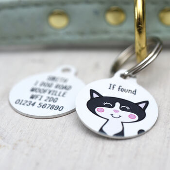 Cat ID Tag Personalised White Bold, 11 of 12