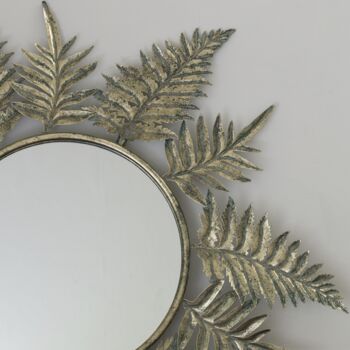 Large Round Metal Leaf Mirror, 2 of 4