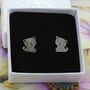 Simple Little Laughing Kitty Stud Earrings, thumbnail 1 of 2