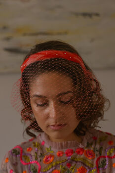 Coral Feather And Crystal Headband 'Marina', 3 of 11