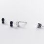 Sterling Silver Black Or White Curved Stud Earrings, thumbnail 1 of 6